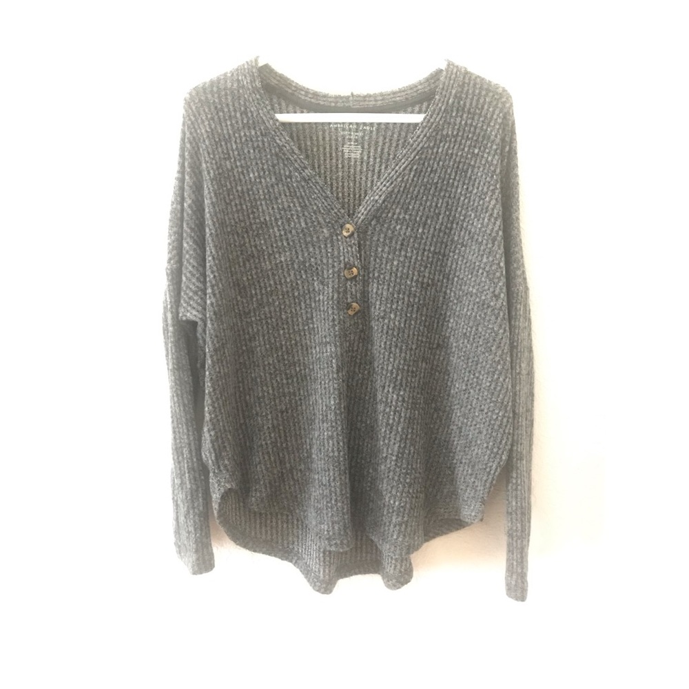 Soft buttoned long sleeve sweater